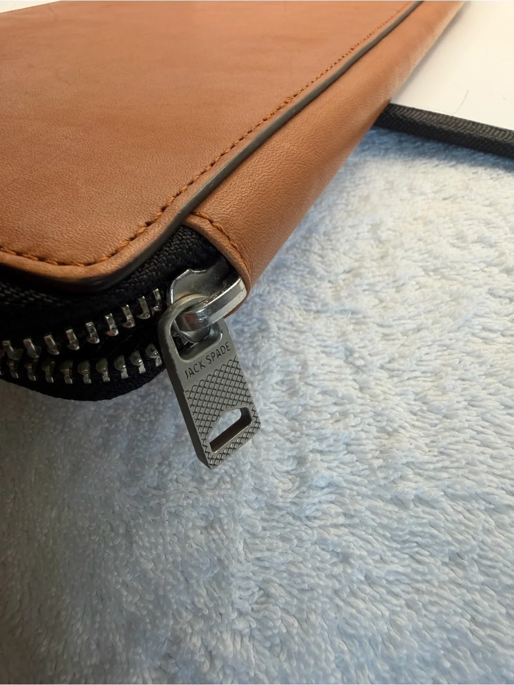 Men's Jack Spade Zipper Tie Case in Tobacco Leather, MSRP $148